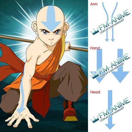 Avatar The Last Airbender Aang Cosplay Temporary Tattoo Stickers Anime Cosplay Tattoo Fm Anime Cosplay Shop