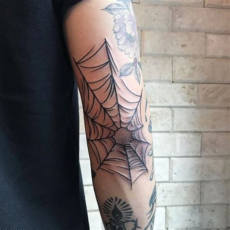Black Spider Web Tattoo On The Elbow Tattoogrid Net