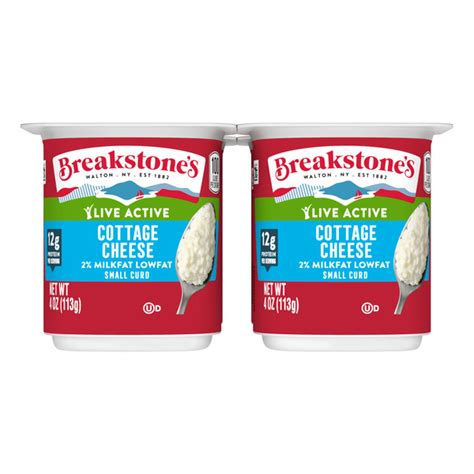 Breakstone's Live Active Lowfat Small Curd Cottage Cheese With 2% Milkfat, 4 Ct Pack, 4 Oz Cups, 4 Ct - Kroger Breakstone's Live Active Lowfat Small Curd Cottage Cheese With 2% Milkfat, 4 Ct Pack, 4 Oz Cups, 4 Ct - Kroger