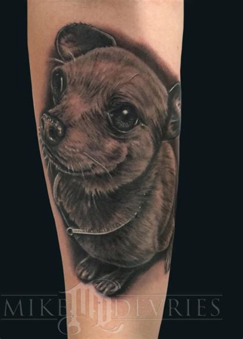 Chihuahua And Pitbull By Mike Devries Tattoonow