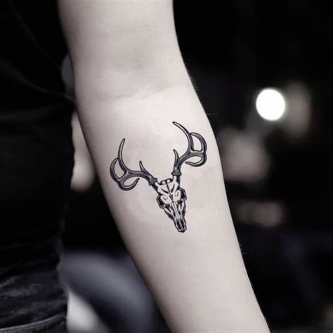 Deer Skull Temporary Fake Tattoo Sticker Set Of 2 Etsy Deer Skull Temporary Fake Tattoo Sticker Set Of 2 Etsy