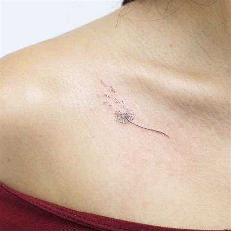 Delicate Fine Line Dandelion Tattoo Located On The Delicate Fine Line Dandelion Tattoo Located On The