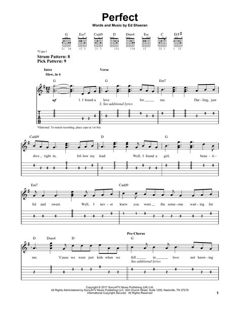 Ed Sheeran Perfect Guitar Tab By Partition Musicale
