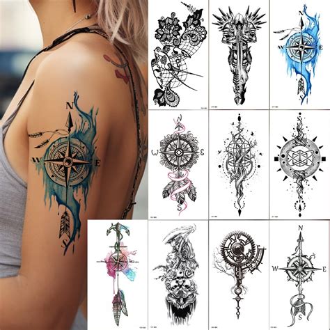 Feather Arrow Sleeve Pack Temporary Tattoo Sleeve Fake Tattoos Artwear Tattoo