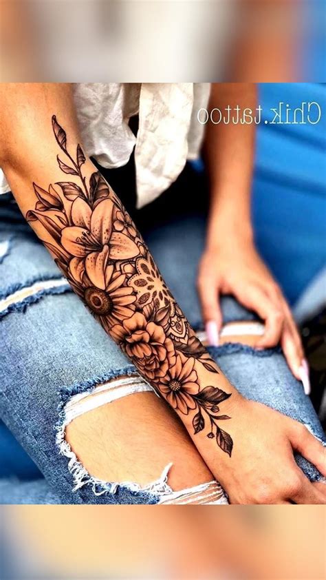 Flower Lower Arm Tattoos For Women