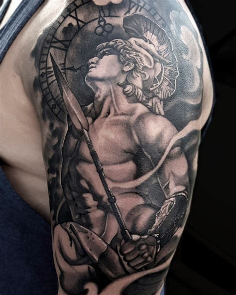Greek Warrior God Sleeve Tattoo By Tony Davis Soular Tattoo Greek
