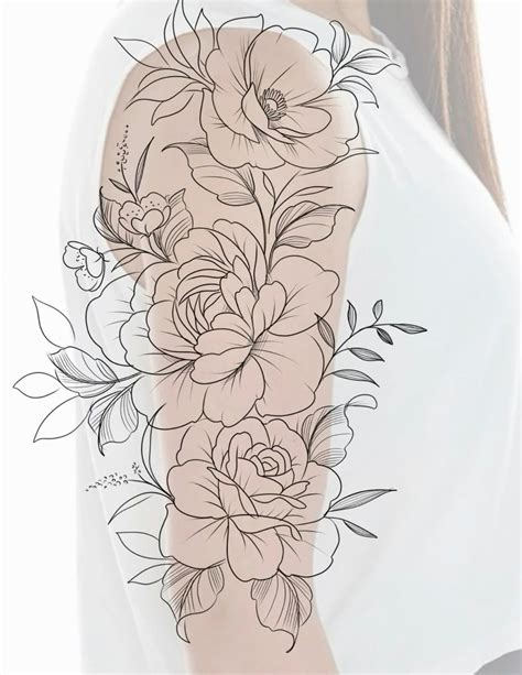 In 2025 Floral Tattoo Sleeve Arm Tattoos Outlines Flower