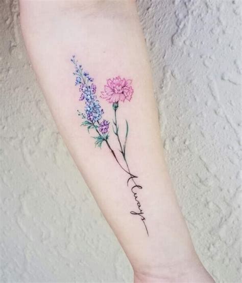 July Birth Flower Tattoo With Name At Laverne Gonsales Blog
