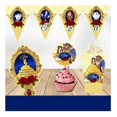 Kit Imprimible Y Candy Bar Princesa Bella Disney Fiesta Imprimible