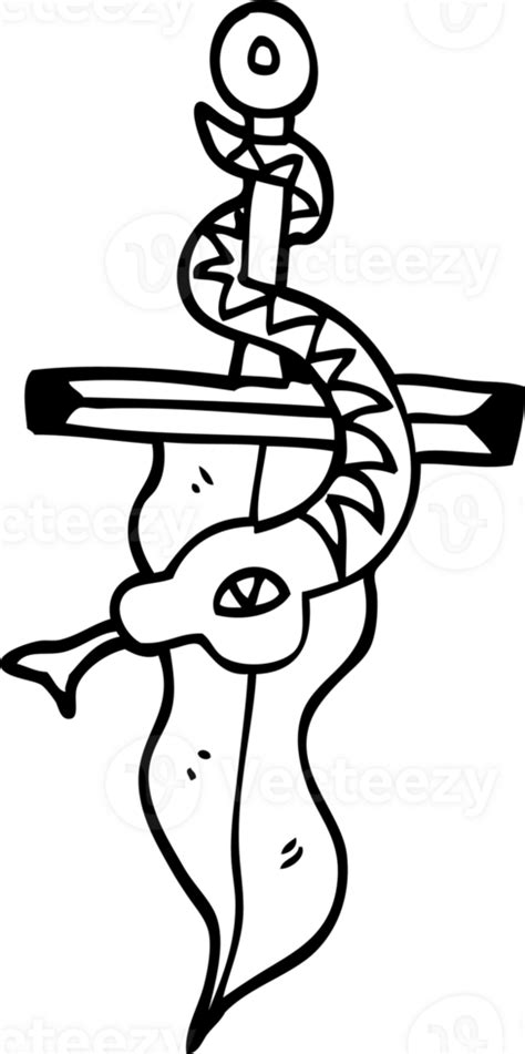 Line Drawing Cartoon Dagger And Snake Tattoo 40694212 Png Line Drawing Cartoon Dagger And Snake Tattoo 40694212 Png