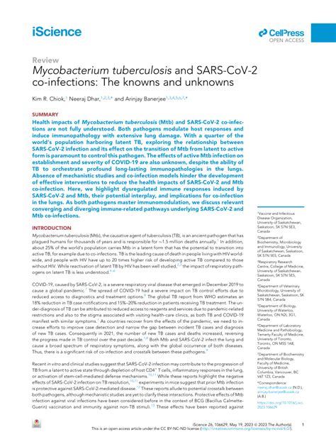 Mycobacterium Tuberculosis And Sars Cov 2 Co Infections The Knowns And Unknowns Sciencedirect Mycobacterium Tuberculosis And Sars Cov 2 Co Infections The Knowns And Unknowns Sciencedirect