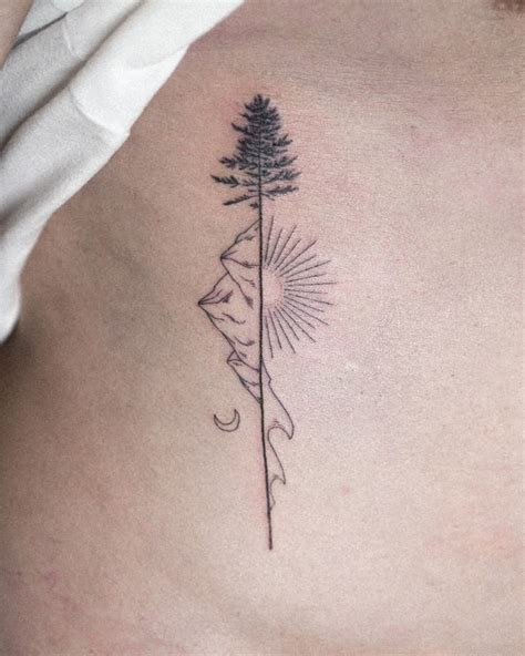 Natur Tattoo Sonne Berge Mond Wellen Amp Baum Small Tattoos Arm