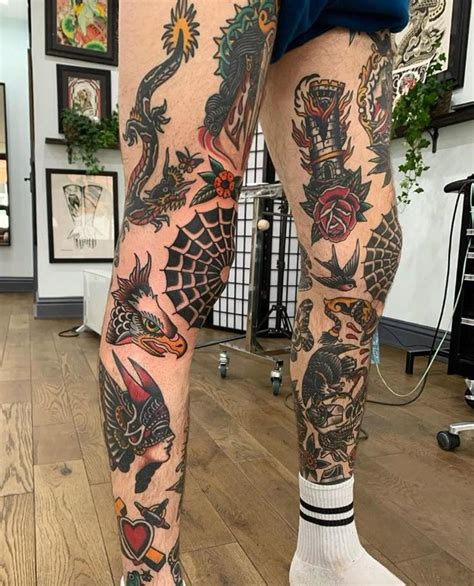 Old School Tattoo Leg Sleeve