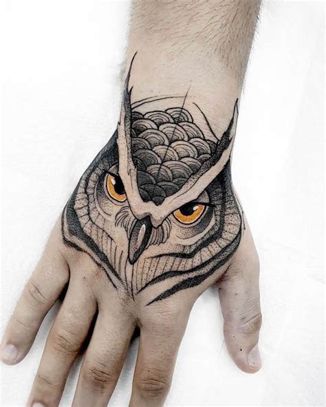 Owl Hand Tattoos Owl Hand Tattoos