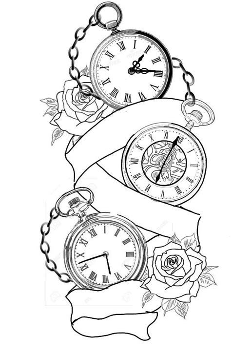 Pocket Watch Tattoo Stencil Pocket Watch Tattoo Stencil