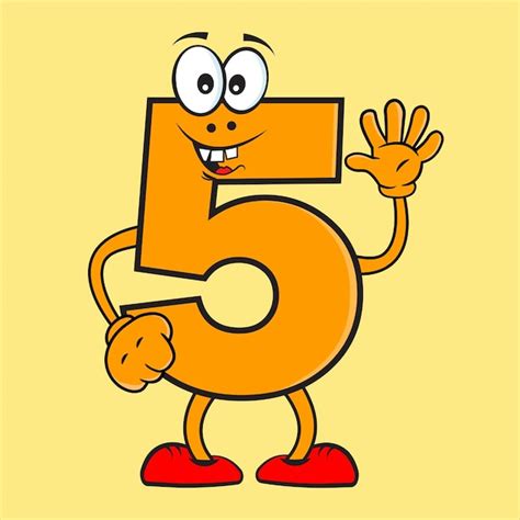 Premium Vector Creative Number 5 Cartoon Character Premium Vector Creative Number 5 Cartoon Character