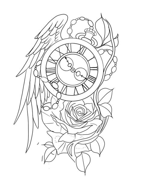 Printable Tattoo Outlines Clocks Printable Tattoo Outlines Clocks