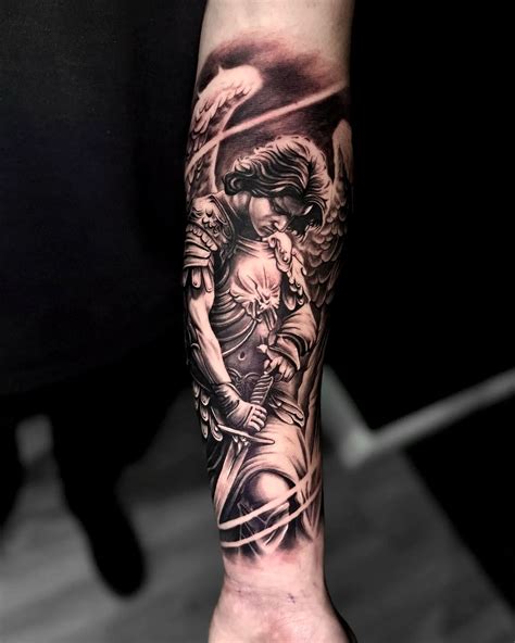 Saint Michael The Archangel On The Forearm Delaluz Tattoo Blackandgrey Religious Sleeve Armtattoo Michaelarchangel Venturacounty Ventura Oxnard Camarillo Cheyennehawkpen Saint Michael The Archangel On The Forearm Delaluz Tattoo Blackandgrey Religious Sleeve Armtattoo Michaelarchangel Venturacounty Ventura Oxnard Camarillo Cheyennehawkpen