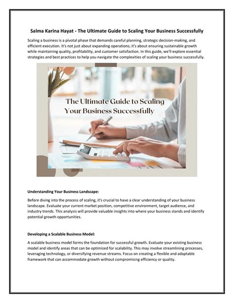 Salma Karina Hayat The Ultimate Guide To Scaling Your Business Salma Karina Hayat The Ultimate Guide To Scaling Your Business