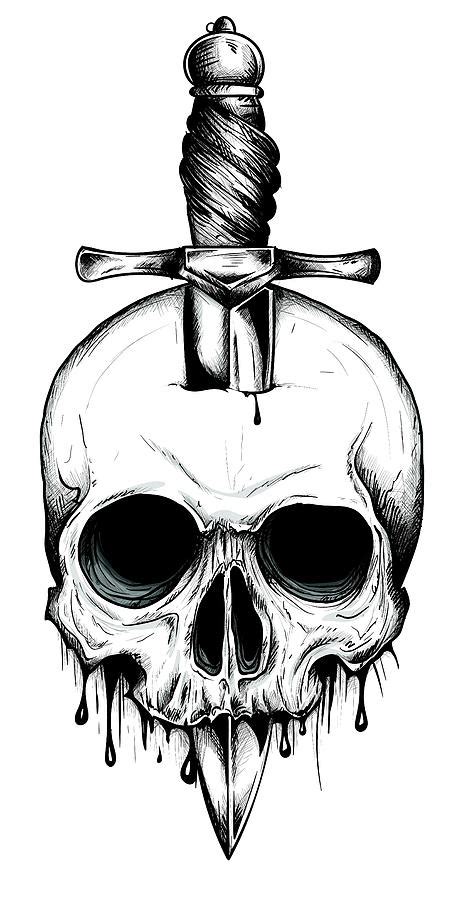 Simple Skull Tattoo Designs A Knife Through A Skull Simple Skull Face