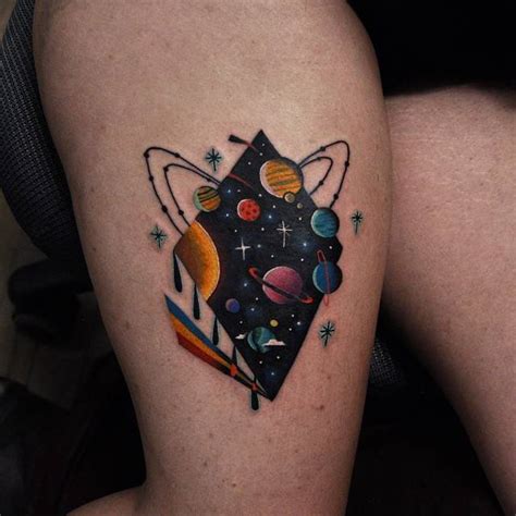 Solar System Tattoo On The Thigh Tattoogrid Net