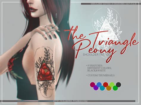 The Triangle Peony Tattoo By Sugar Owl At Tsr Sims 4 Updates