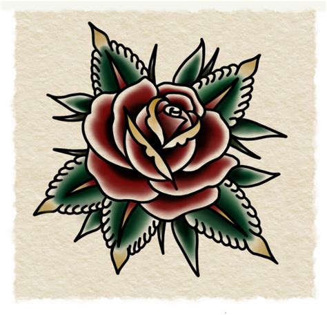 Traditional Rose Tattoo Design