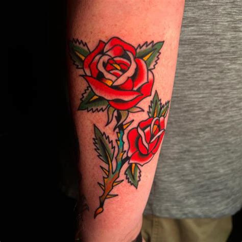 Traditional Rose With Thorns Tattoo Tattoogrid Net