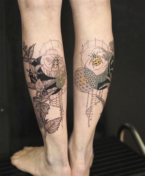 Vertical Calf Tattoos