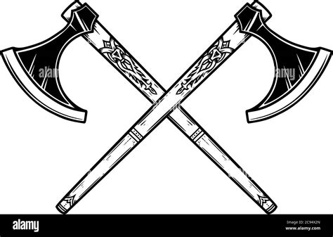 Viking Axe Tattoo Back Two Poleaxes And Vikings Shield Vector Viking Axe Tattoo Back Two Poleaxes And Vikings Shield Vector